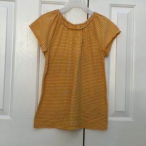 Girls Cat & Jack Shoulder Top, size L (10-12), yellow with white stripes